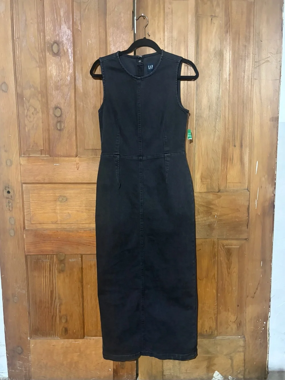 NWT – Gap Denim Midi Dress Black Wash Sleeveless Bodycon Sheath Sz. 6